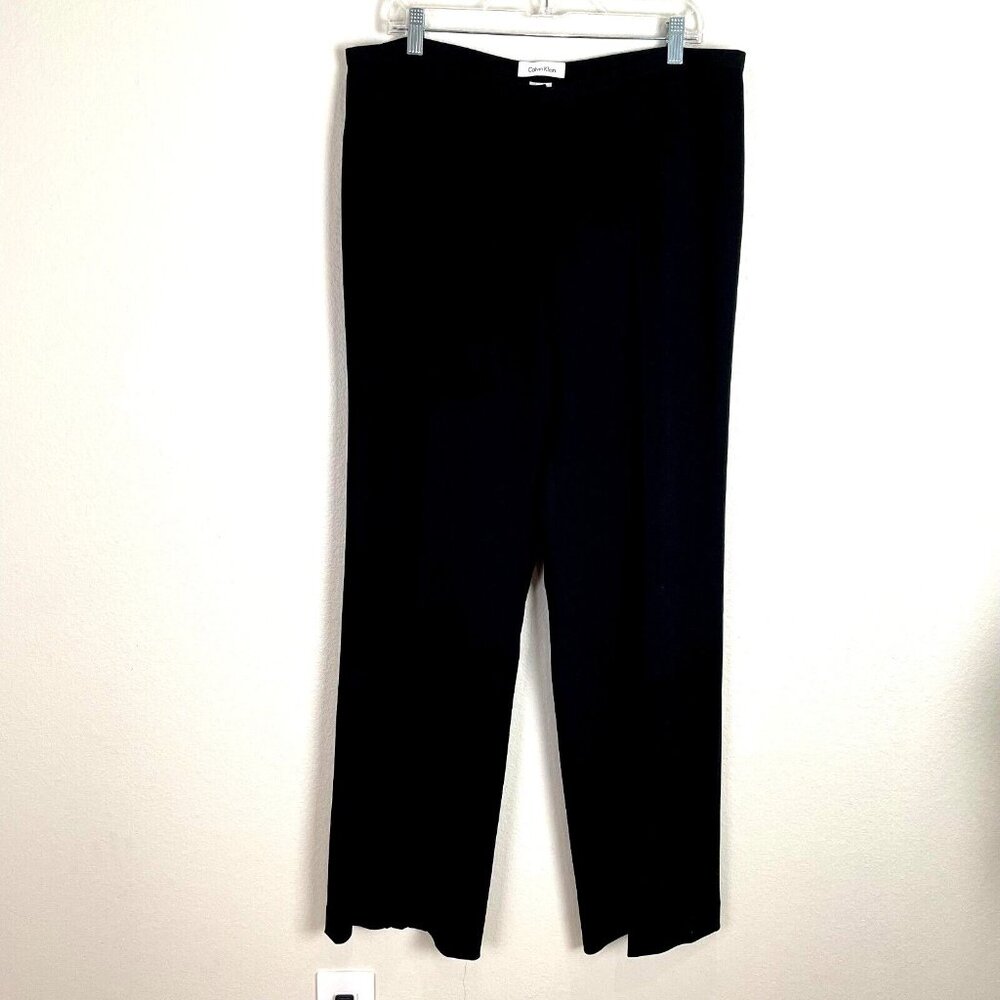 Calvin Klein Womens Plus 16 Black Dress Pants Straight Leg Trousers Business